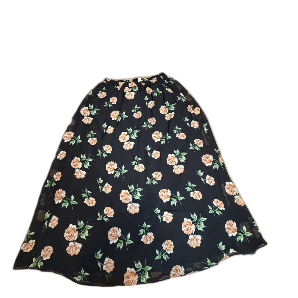 Old Navy Black Floral Maxi Skirt Size L Tall